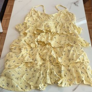 Forever 21 yellow pastel colored print ruffle mini dress, small.